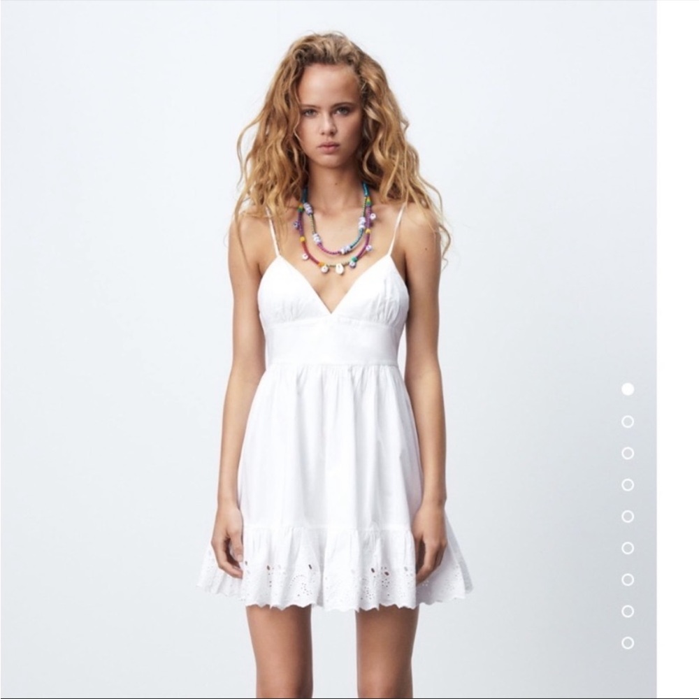 ZARA Short Poplin Dress White Size XS